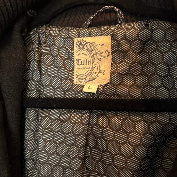 Tulle Coat - Men’s Hooded Wool-Blend Jacket – Dark Brown / Charcoal (Size L) - Picture 4 of 5